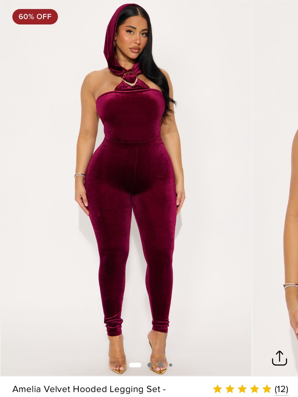 Plum Velvet Hooded Strapless Jumpsuit
